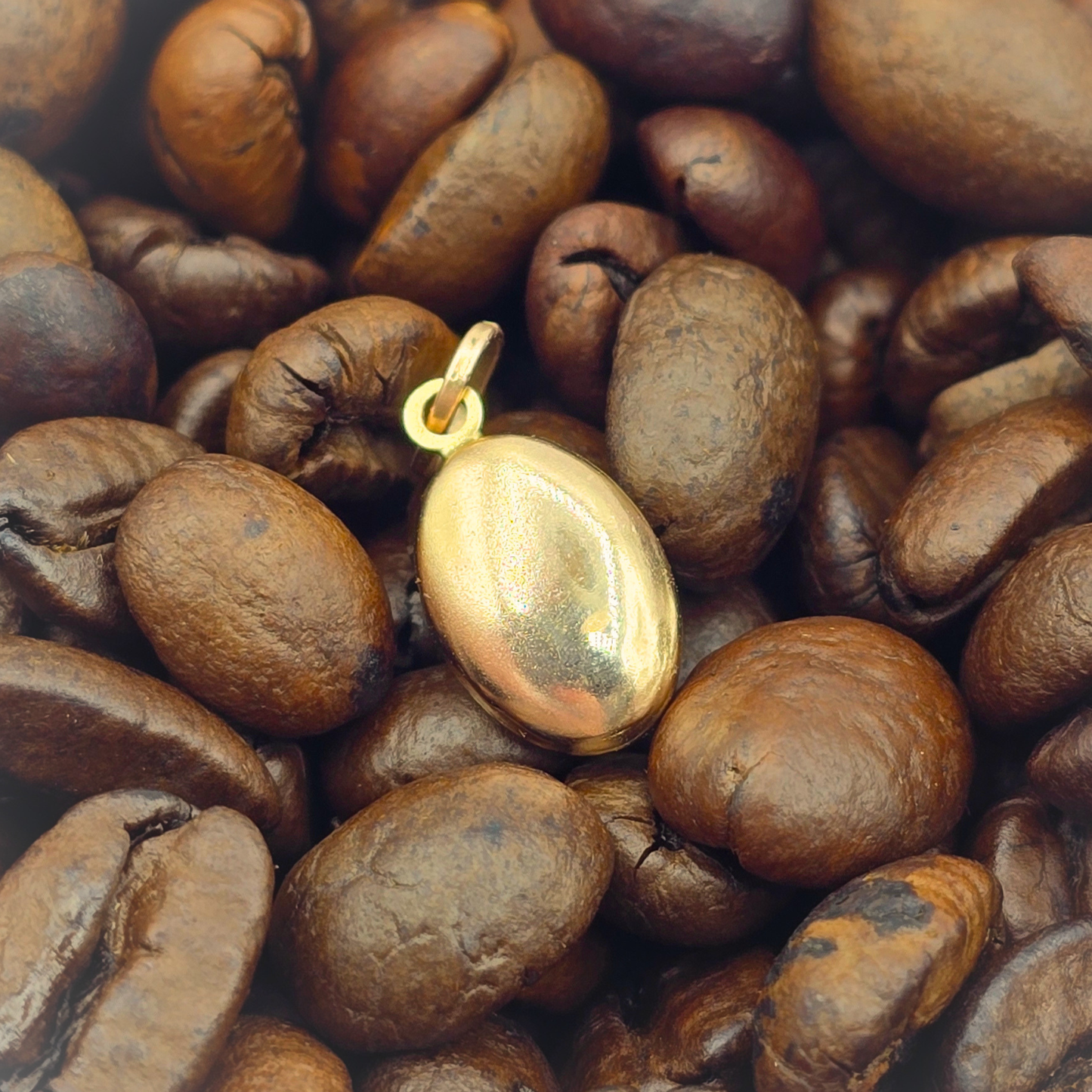 Small 9ct Rose Gold Coffee Bean Charm or Pendant