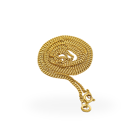19.5 inch solid 9ct yellow gold curb chain necklace with spring ring clasp and full British hallmarks.