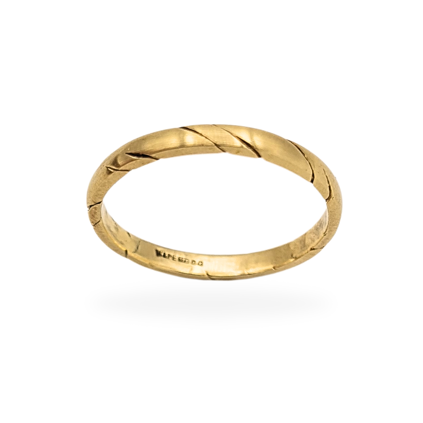 9ct Gold Bark Pattern Ring Hallmarked UK N US 6.5