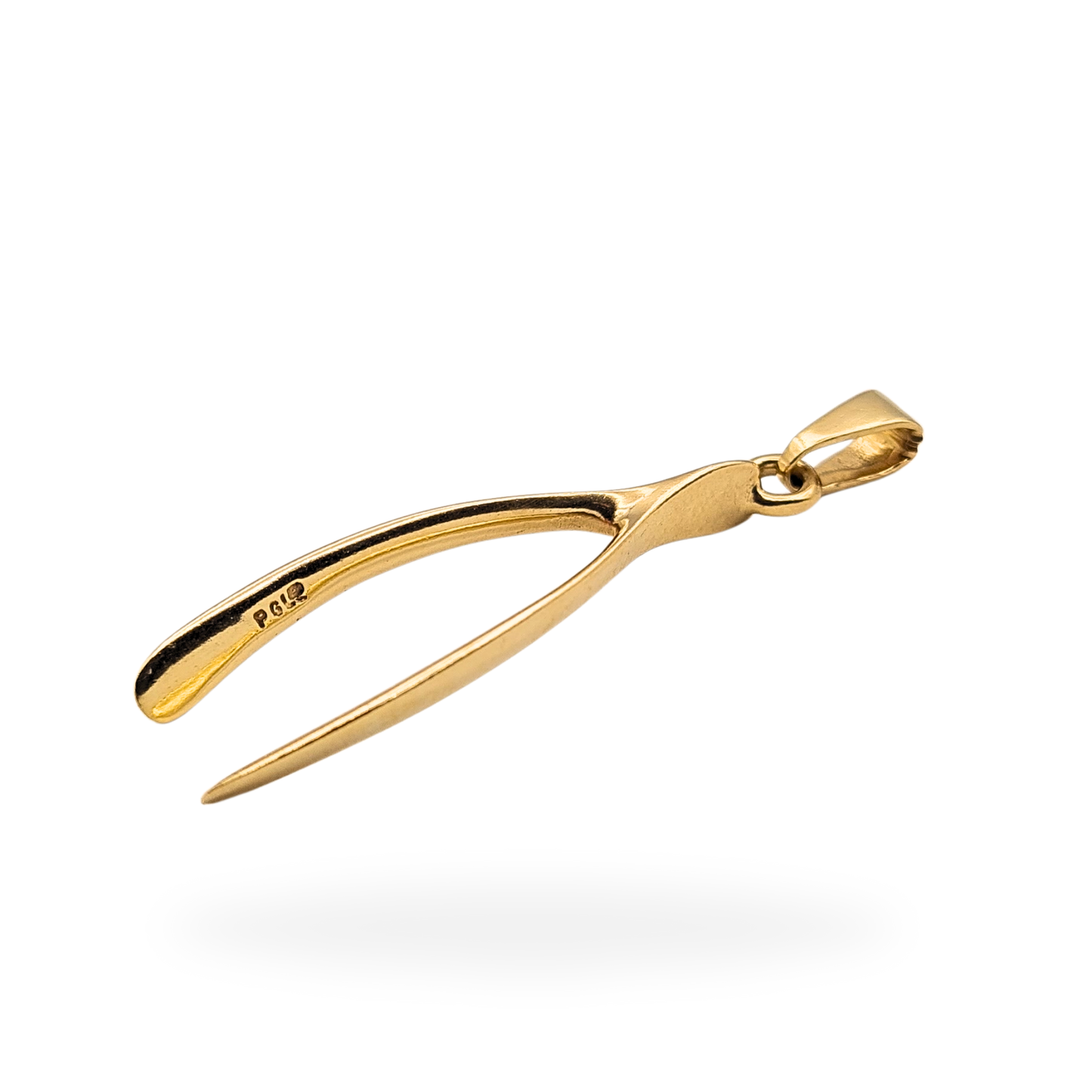 Large 9ct Gold Wishbone Pendant, Solid, Hallmarked