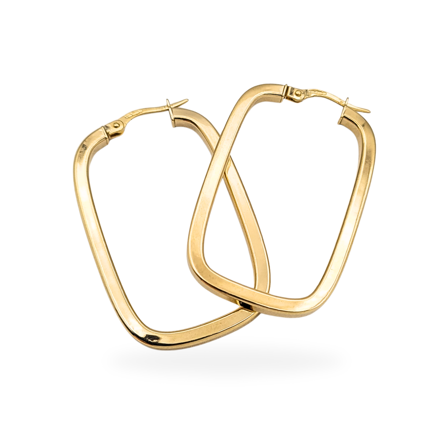 9ct Gold Large Oblong Hoops, 38x24mm, Hallmarked