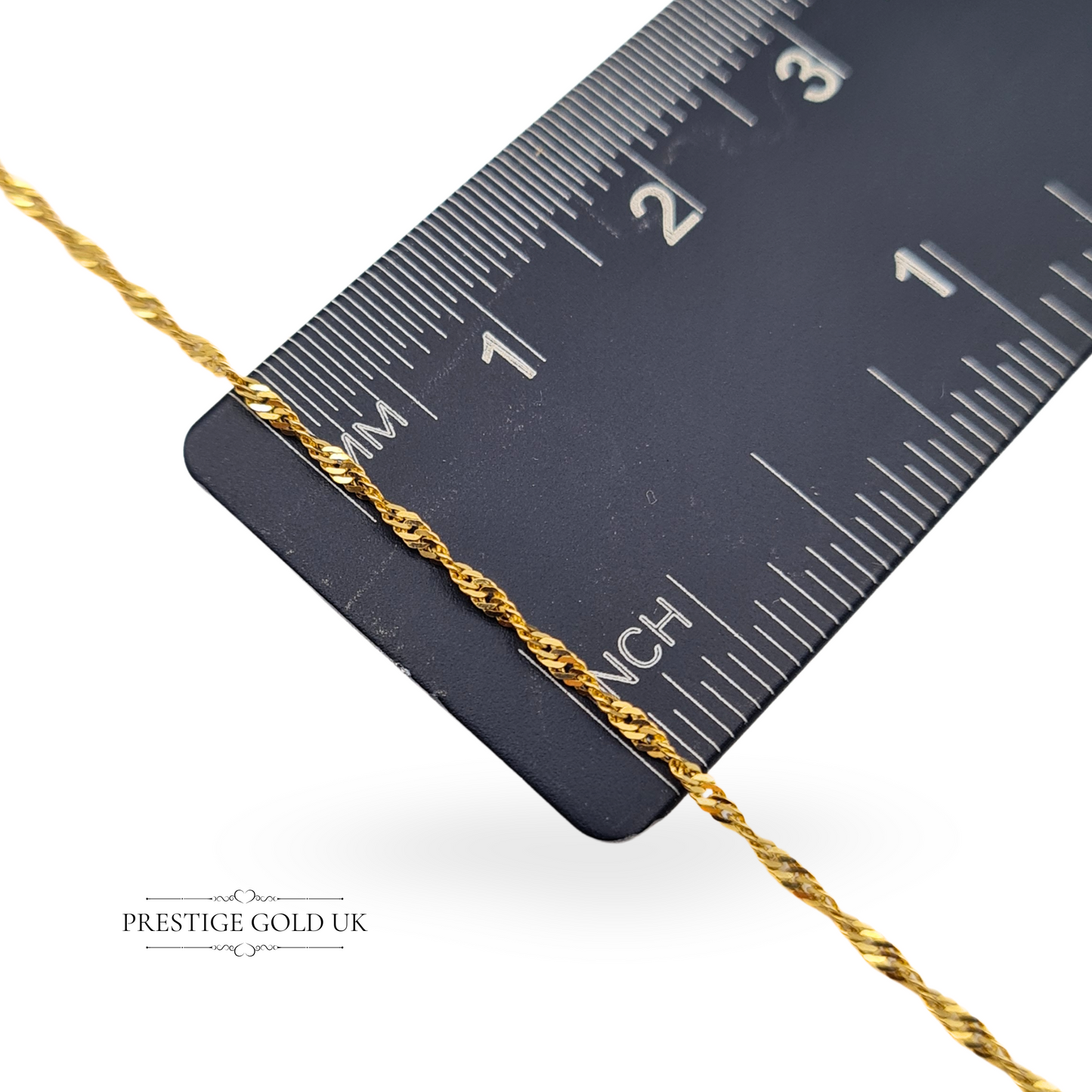 15" Long 9ct Gold Twist Rope Necklace, Sliding Heart Pendant, 15 3/4" (40cm) Long, 1mm Wide, Fully Hallmarked Sheffield