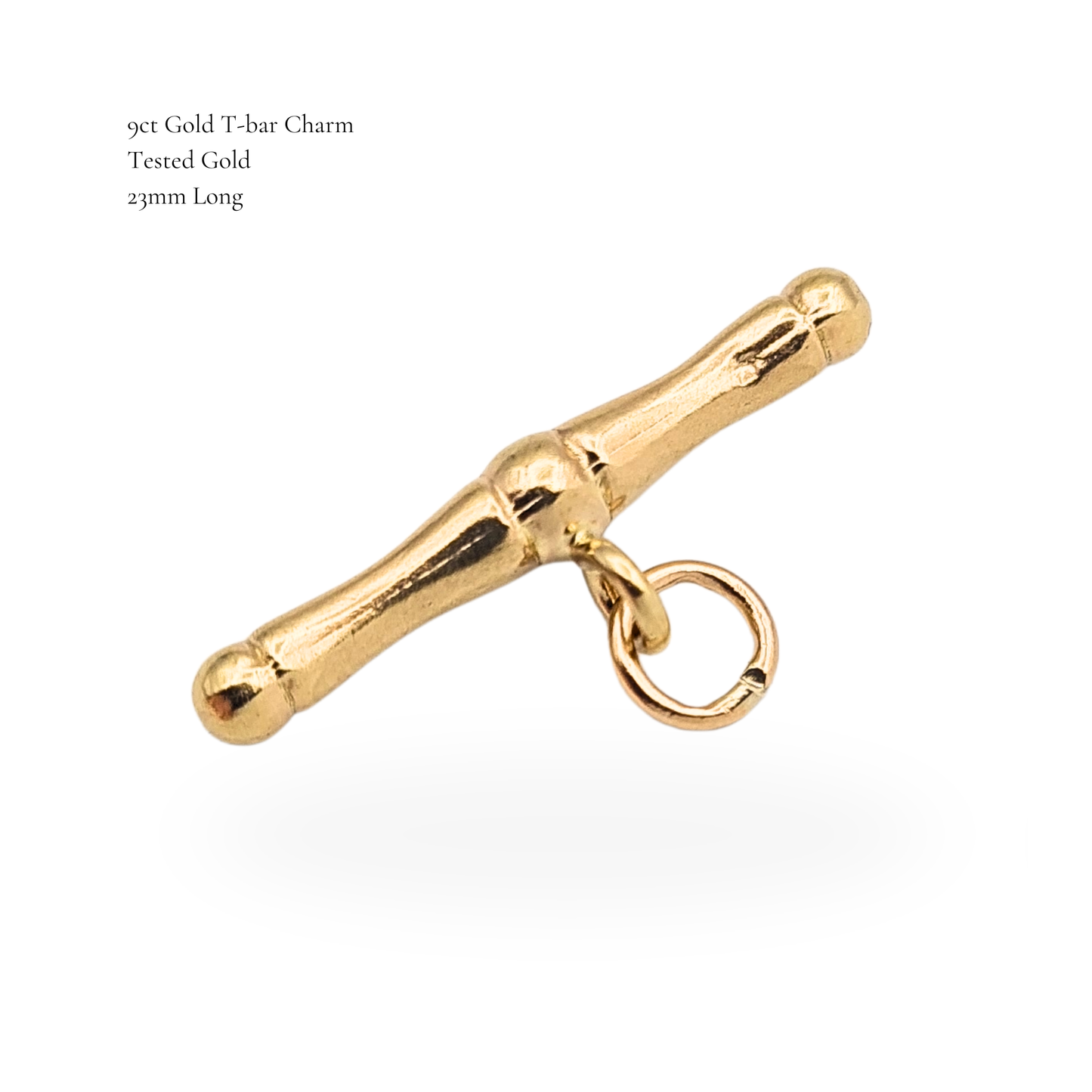 Small 9k Gold Vintage T Bar Charm Pendant.