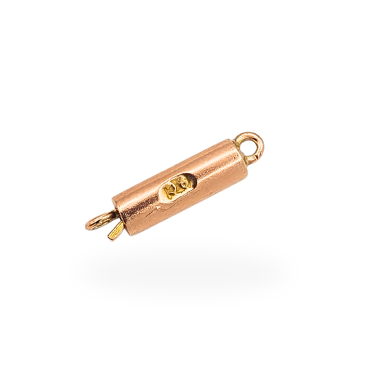 Tiny handmade antique 9ct rose gold barrel clasp stamped 9ct jewellery fastener finding
