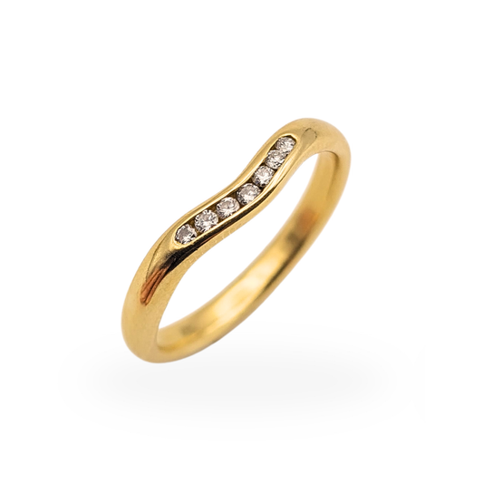 18ct gold diamond wishbone ring Charles Green Birmingham vintage
