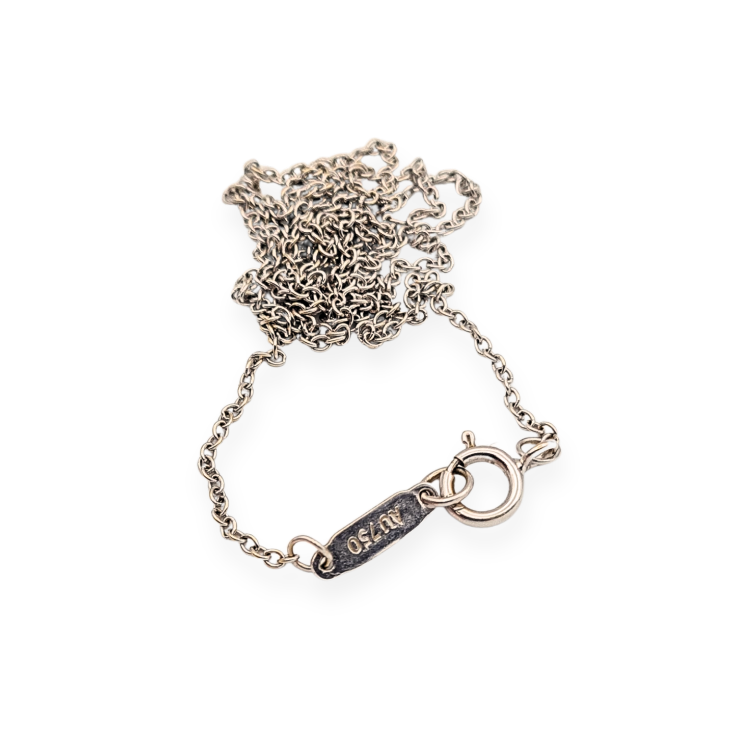 18ct White Gold Tiffany & Co Necklace, 16", 750 Hallmark, Dainty Chain