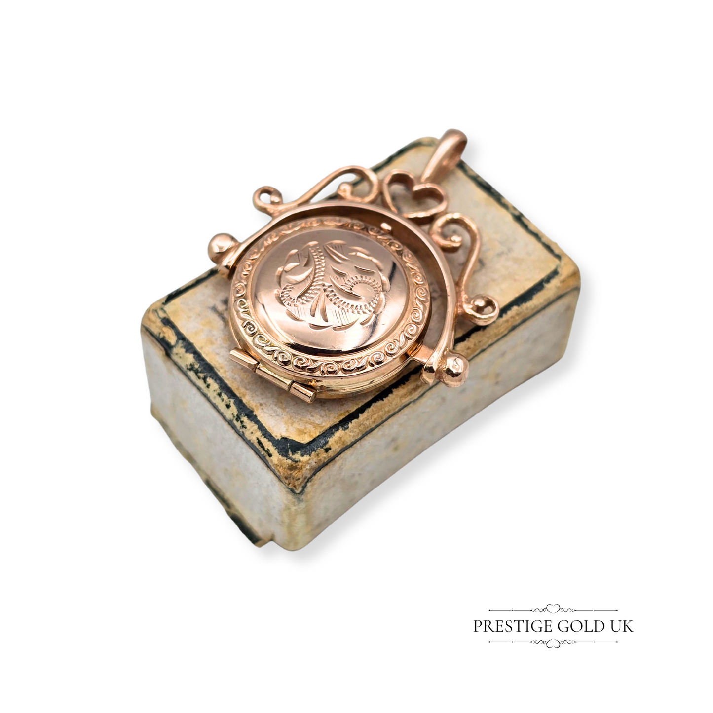 9ct Rose Gold Spinning Pendant, Small Opening Keepsake Locket