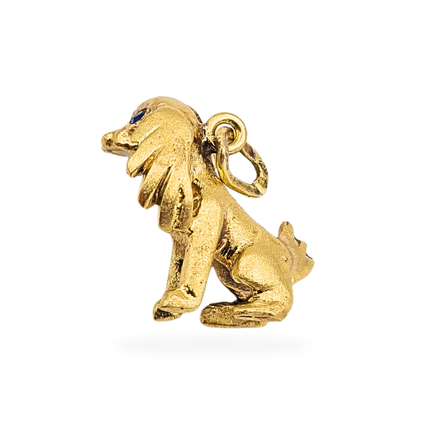 14ct Gold Solid Spaniel Style Dog Charm With Blue Eyes