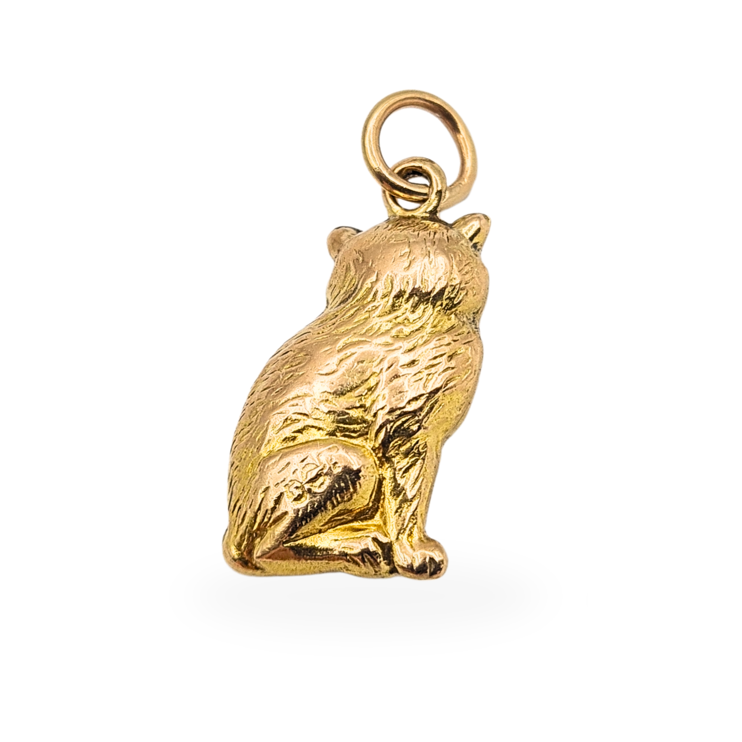9ct Gold Puffy Cat Charm, Hollow Cat Pendant