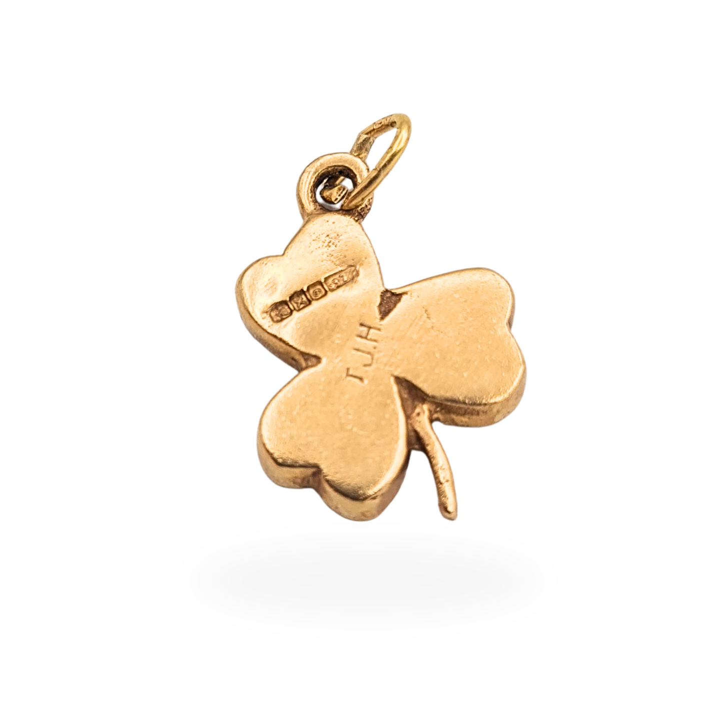 9ct Gold Clover Charm, Dublin 1965, Green Shamrock Pendant