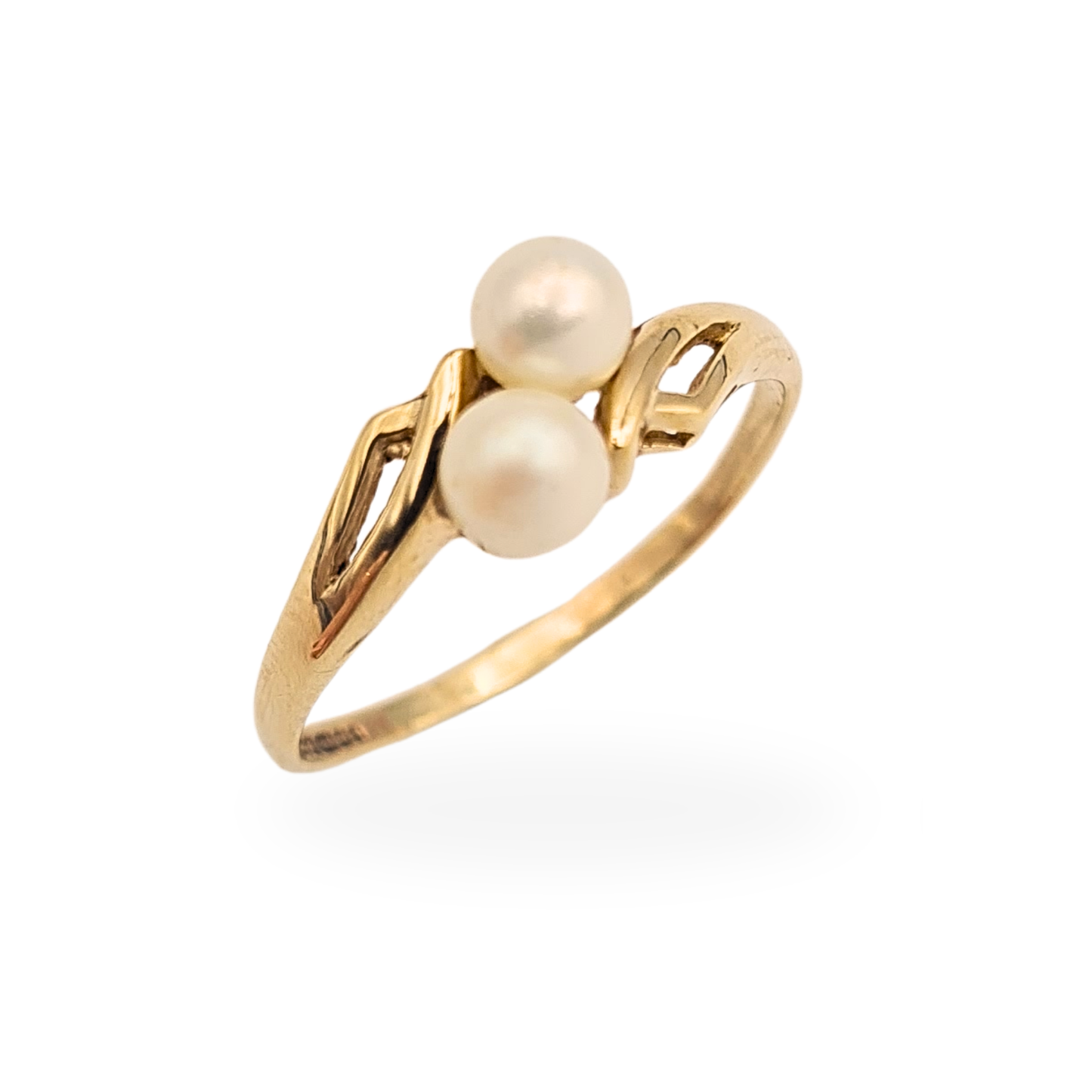 9ct Gold Pearl Ring, Twin Pearl, Size I½ / 4½,