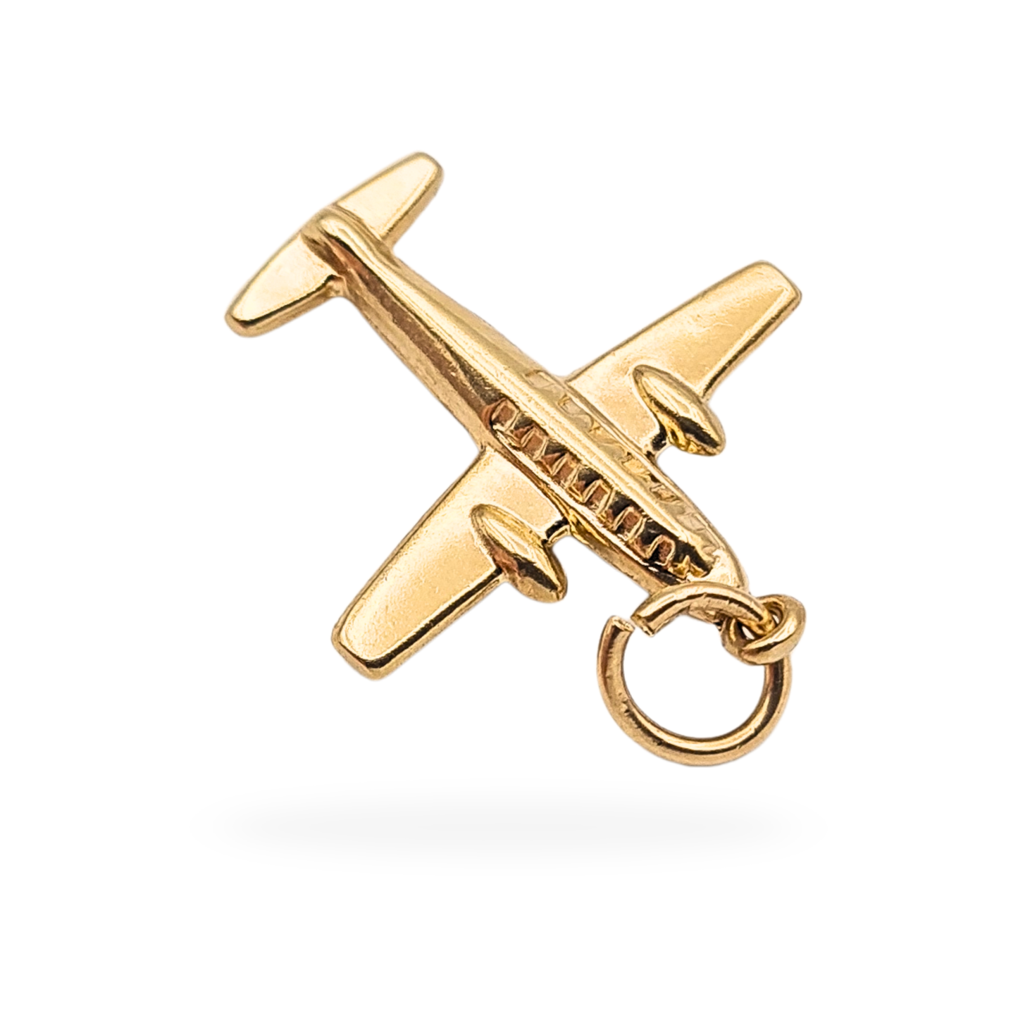 Small 9ct Gold Aircraft Charm, Fully Hallmarked, Aeroplane Pendant