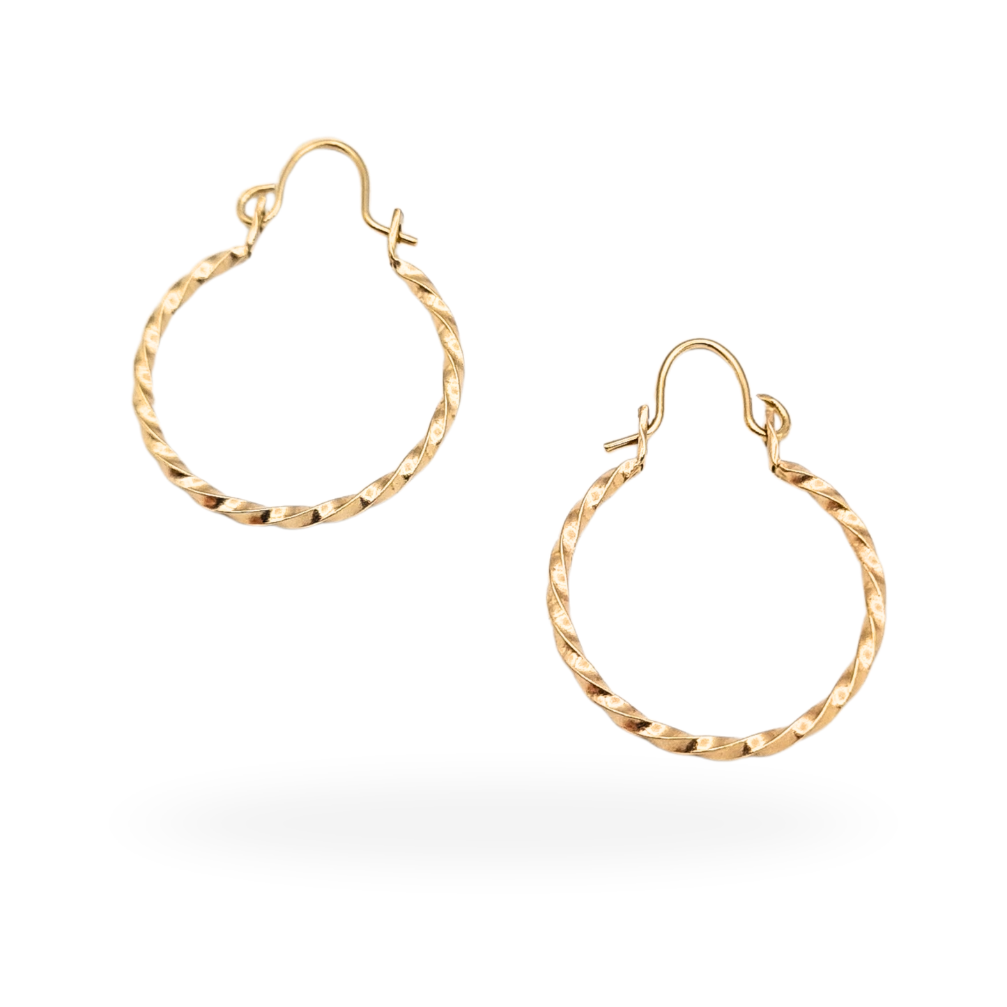 9ct Gold Twist Hoop Earrings 16mm, Lightweight
