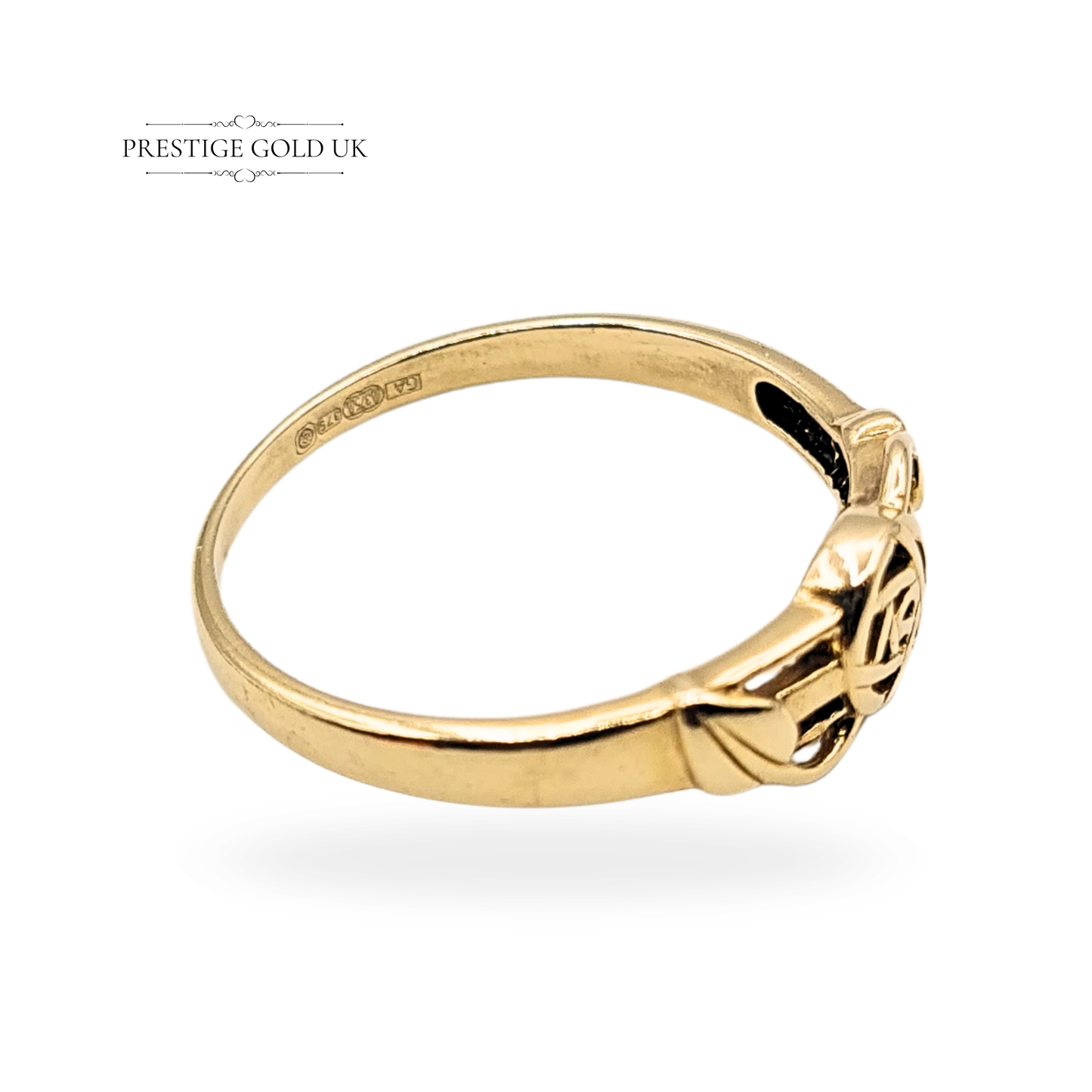 9ct Gold Rennie Mackintosh Ring, Art Nouveau Leaf, UK P / US 7.5