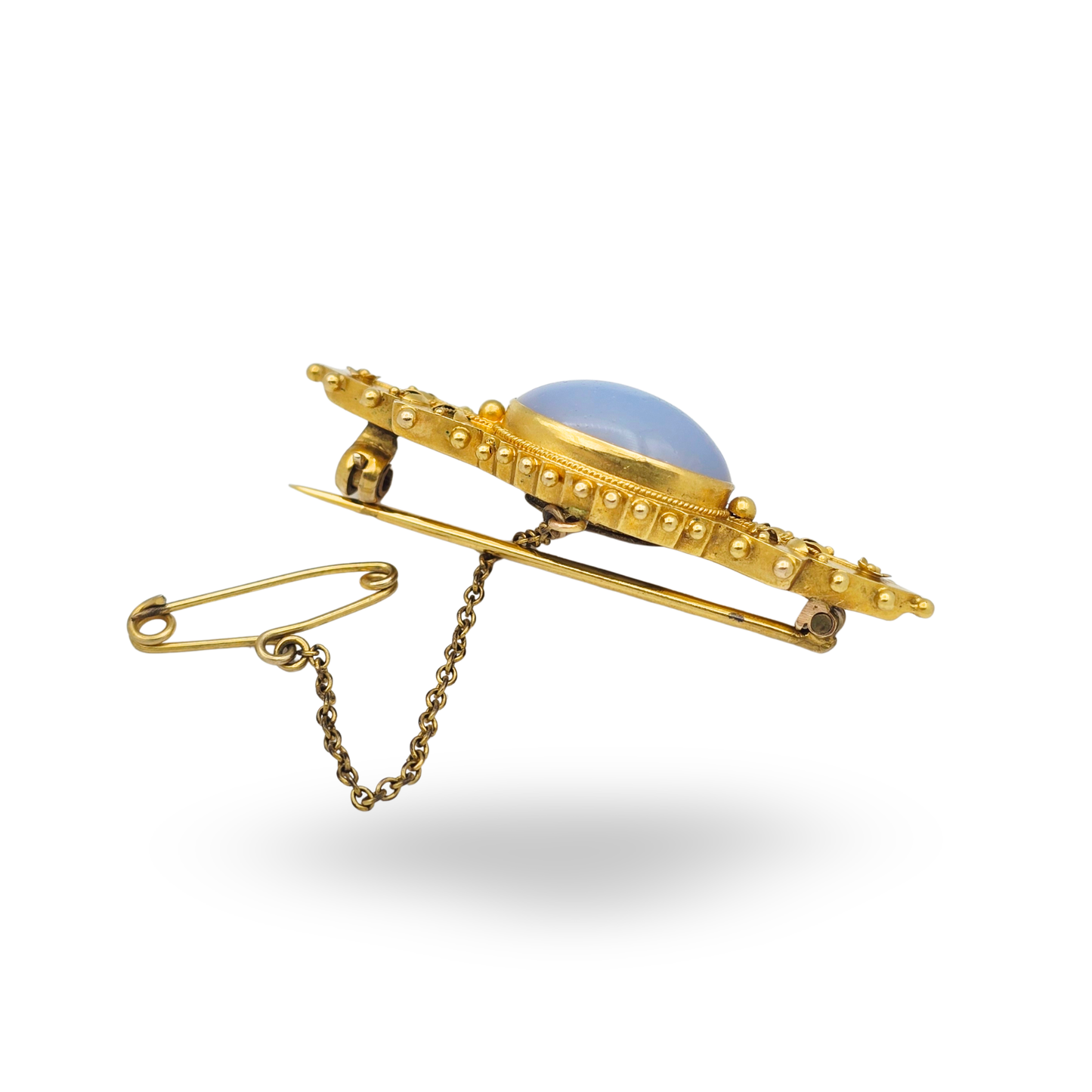 Ornate Edwardian 15ct Gold Cabochon Brooch,  Chester 1900