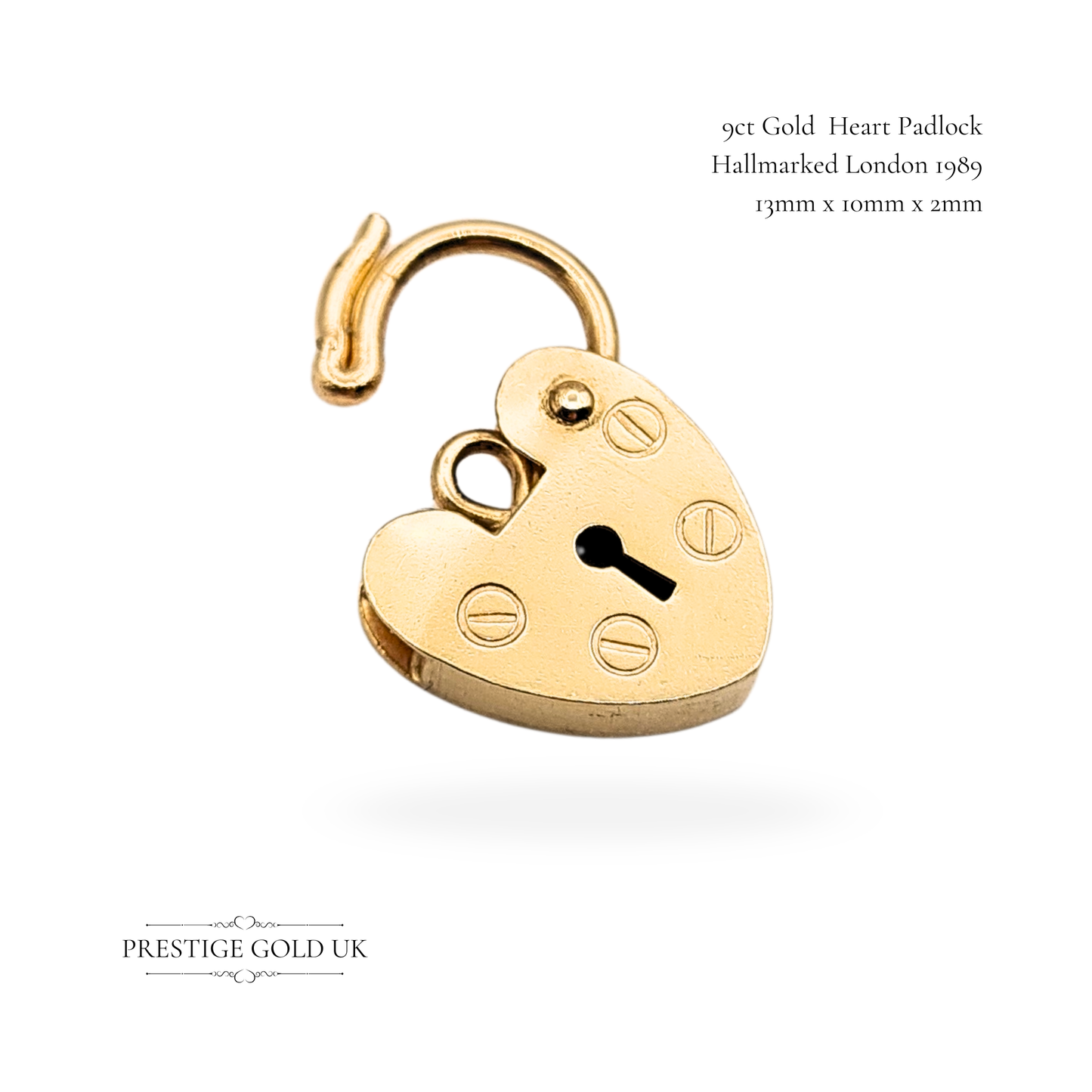 Clearance Item 9ct Gold Tiny Heart Padlock, Opens & Closes Securely