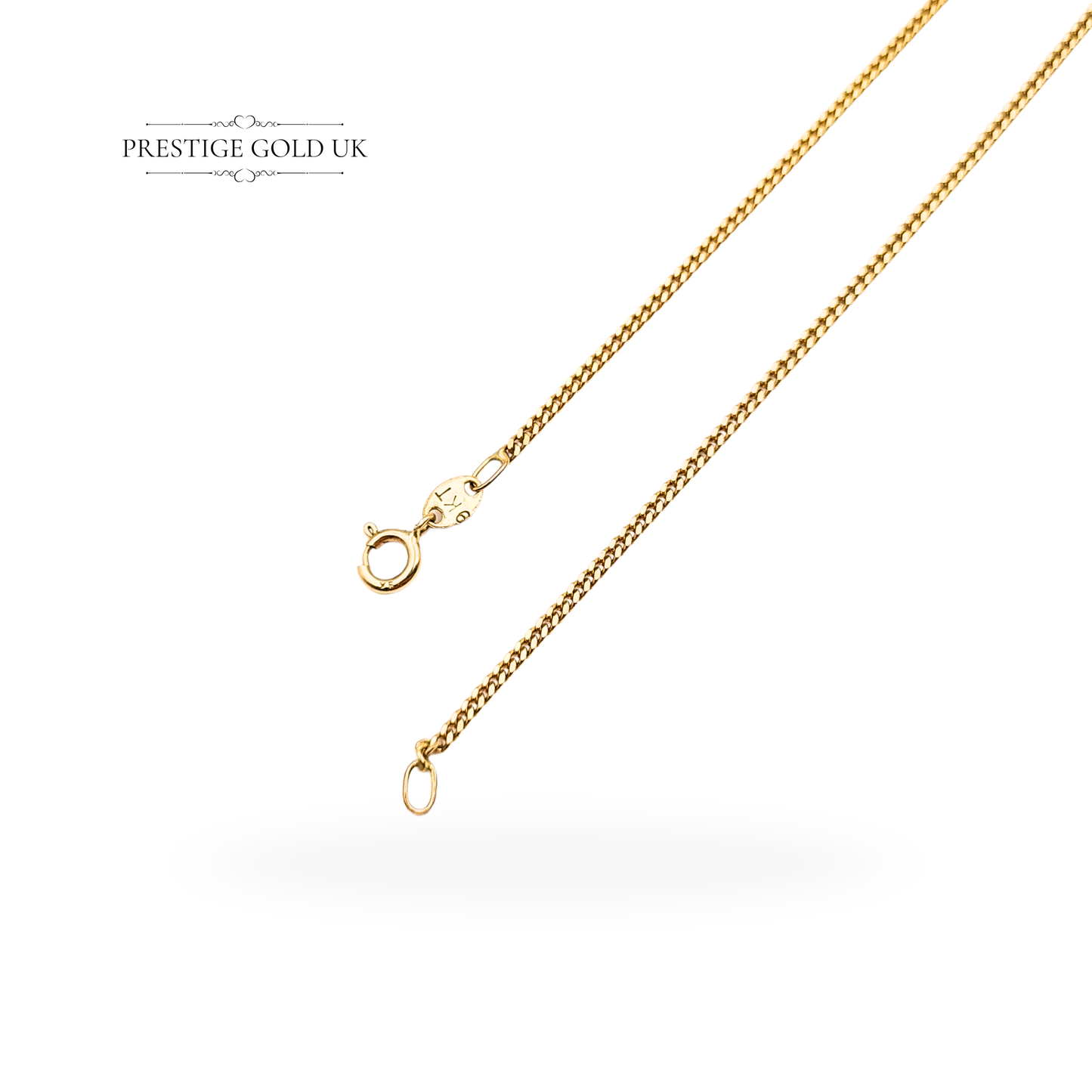 18 1/2 " Gold Curb Chain Necklace, Secure Spring Ring Clasp