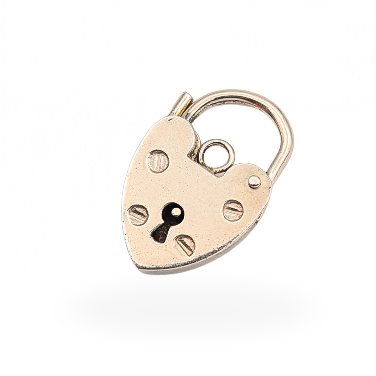 Sterling Silver Heart Padlock Charm Pendant 18mm Hallmarked 1975