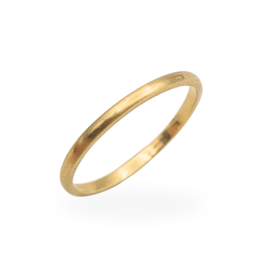 Vintage 9ct yellow gold skinny stacking ring, 1.6mm thin band, size UK M US 6.25, weighing 0.95g, minimalist design, fully tested gold with smooth polished finish