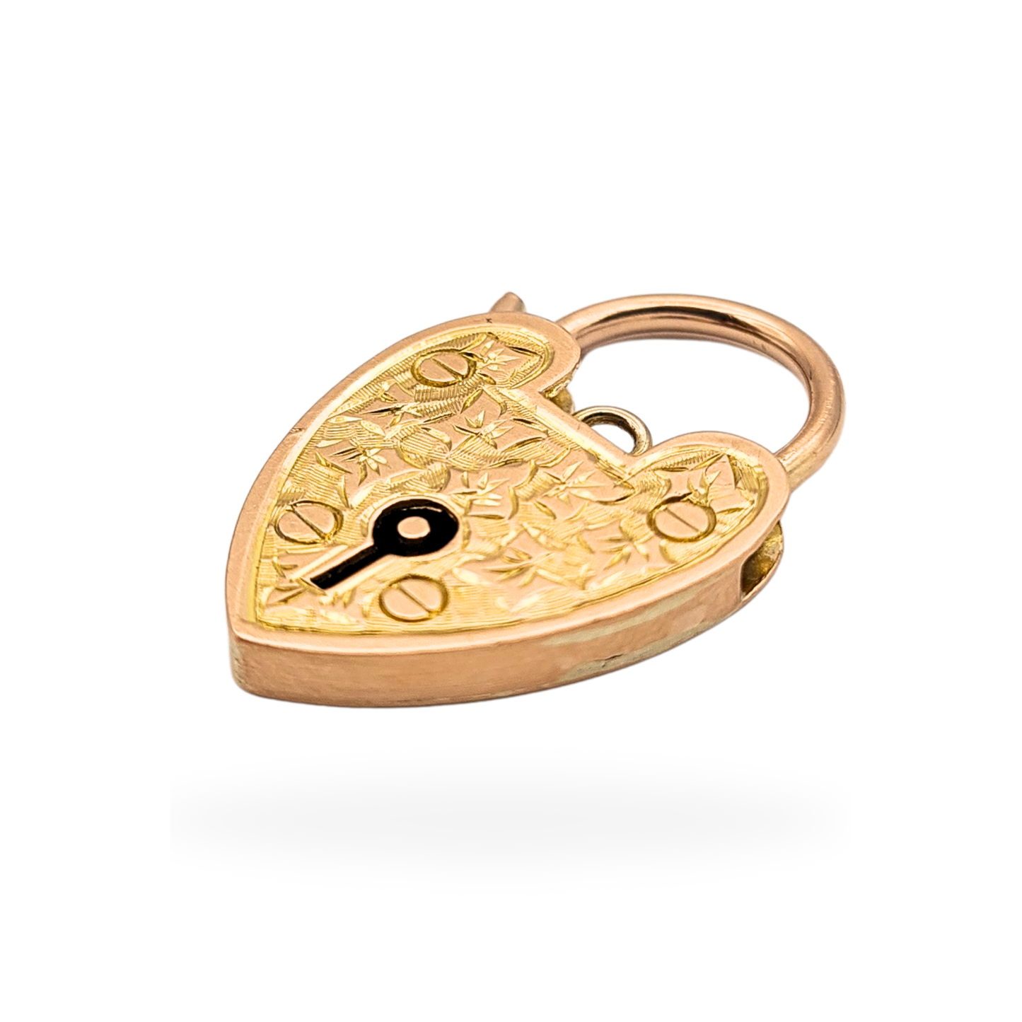Huge 9ct Rose Gold Heart Padlock Pendant, Large Ivy Engraved Clasp