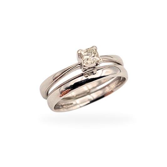 Refurbished 9ct White Gold Diamond Bridal Set Princess Cut