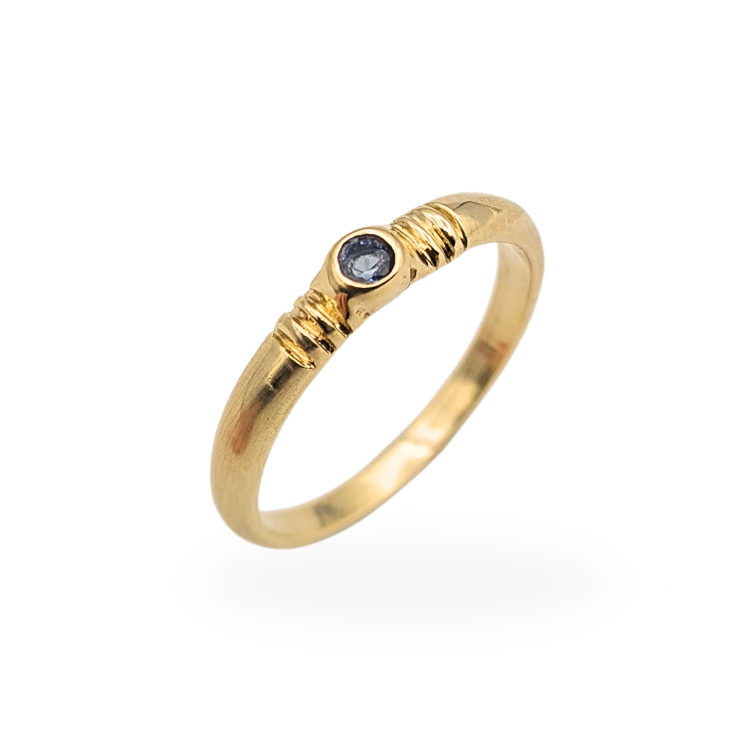 9ct Gold Sapphire Ring Bezel Set Blue Stone UK L US 6 Small Pinky Ring