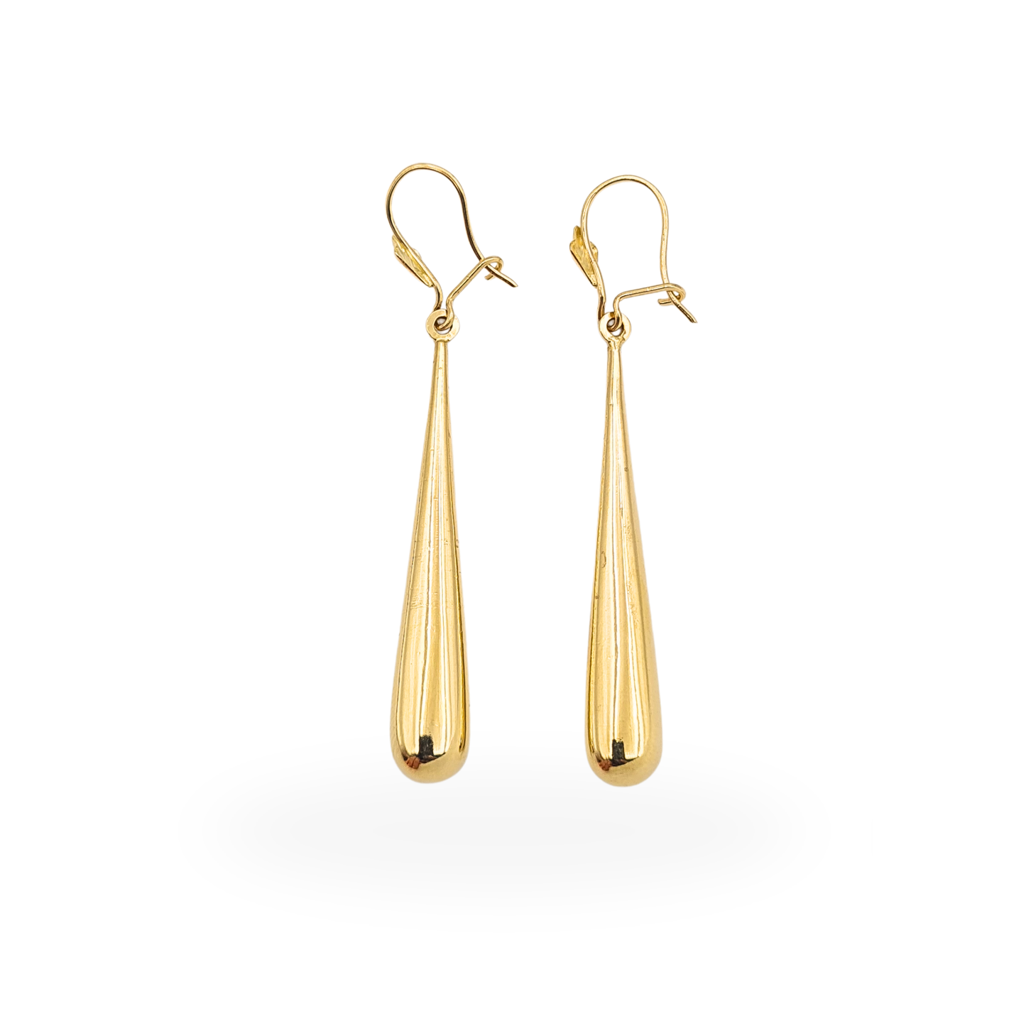 Large 9ct Gold Long Teardrop Dangle Earrings Polished Yellow Gold Drops