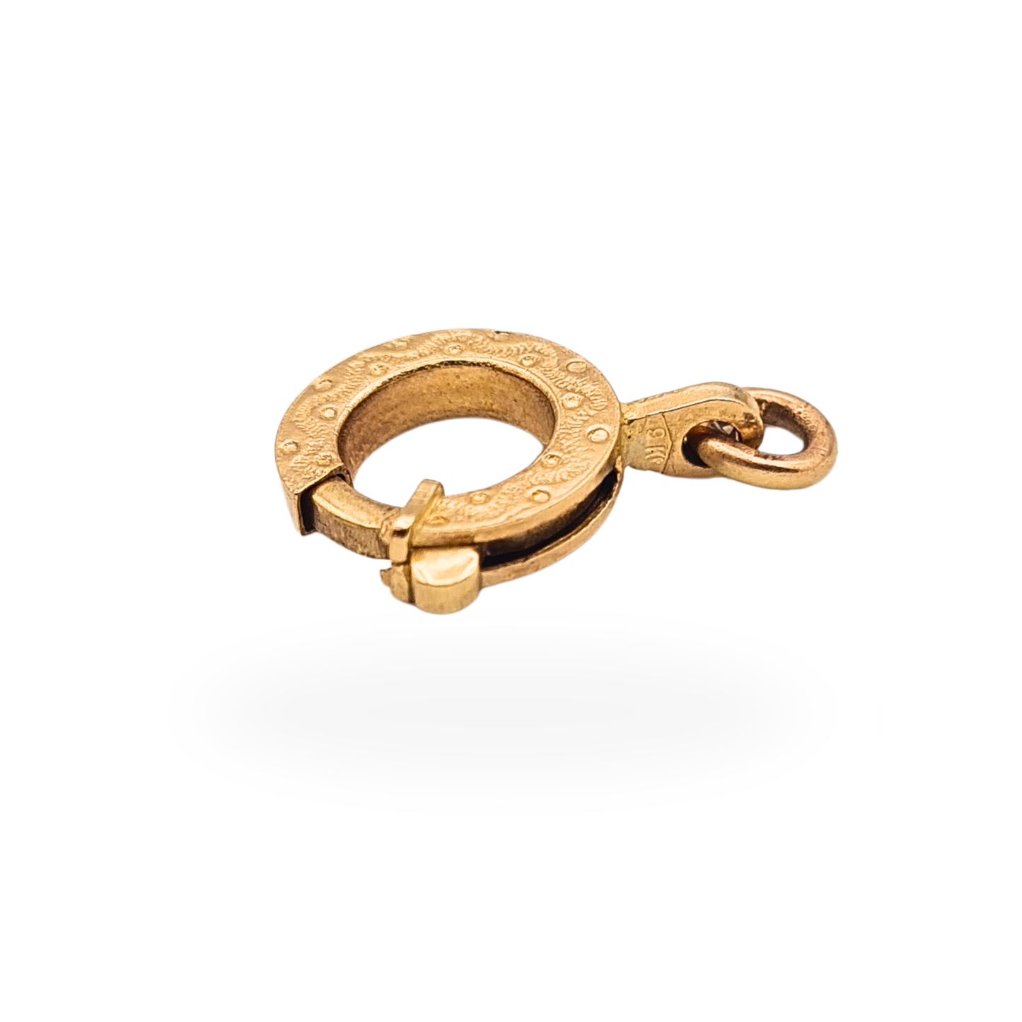 9ct Yellow Gold Engraved Bolt Ring Clasp 10mm  Vintage Spring Clasp