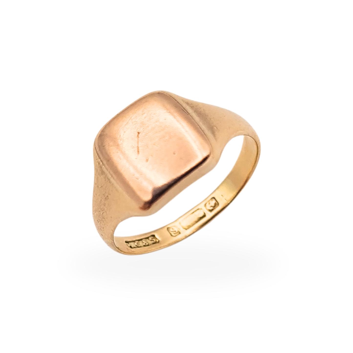 Solid 9ct Rose Gold Signet Ring Birmingham Hallmarked UK H US 4 Pinky