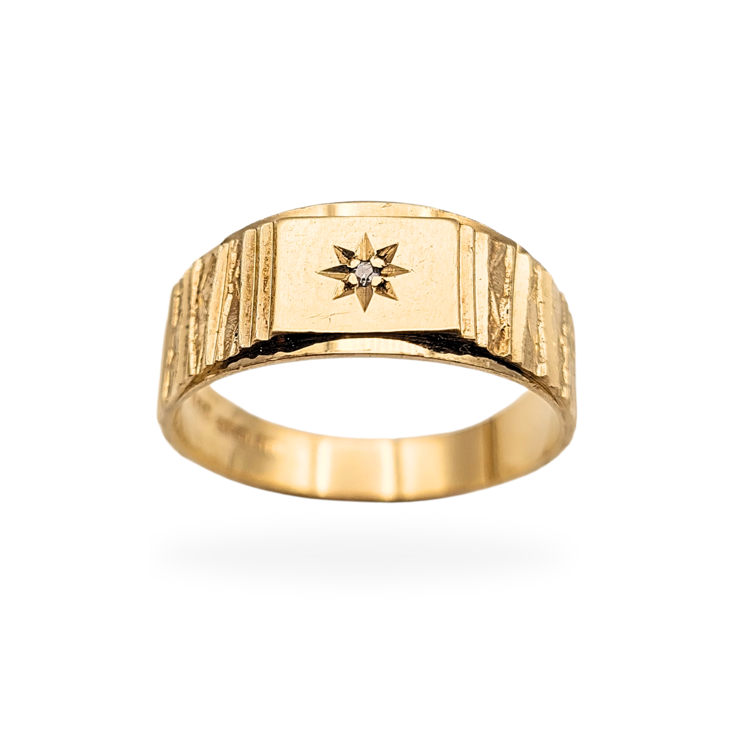 9ct Gold Diamond Signet Ring, Birmingham 1979, UK V 1/2