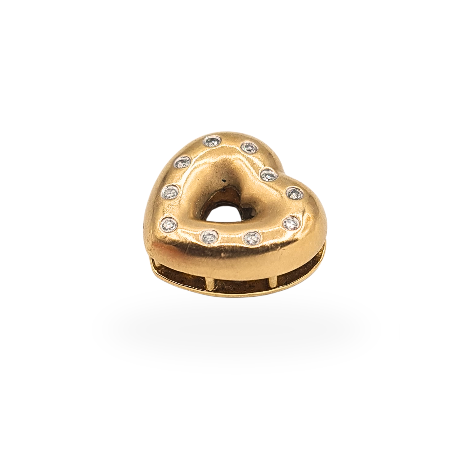Amazing Gold & Diamond Heart Pendant, Chunky Doughnut Open Hear Pendant