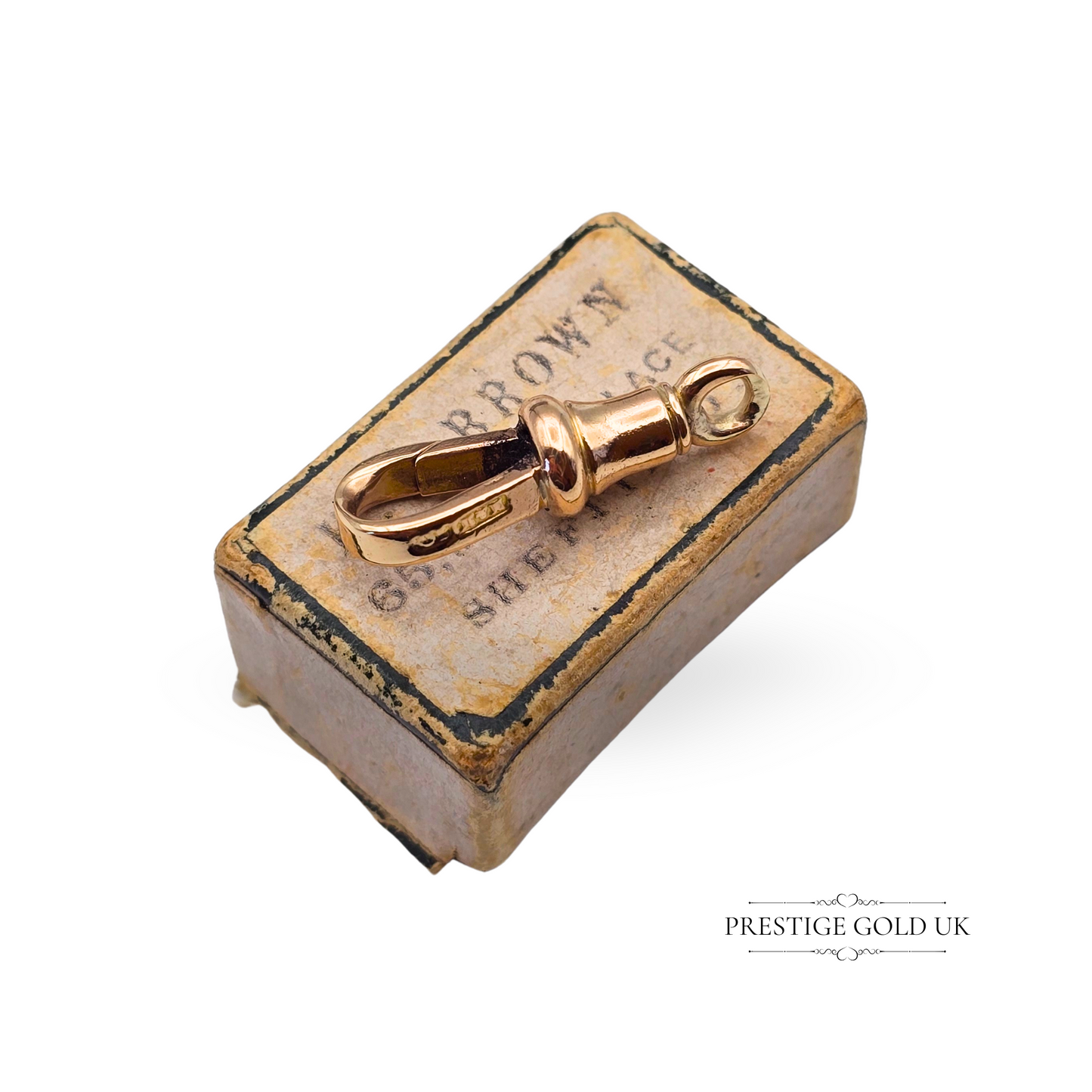 Antique 9ct Rose Gold Dog Clip, 22mm, Pocket Watch or Charm Holder Clip