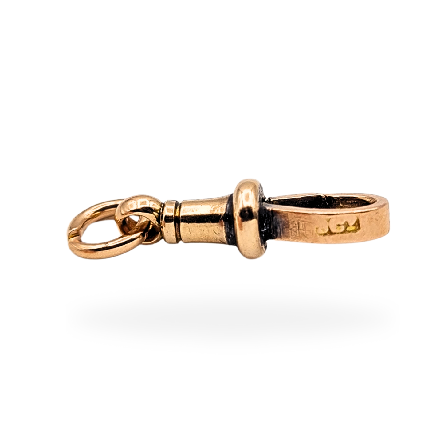 9ct Small Rose Gold Albert Dog Clip, Antique, Square Section