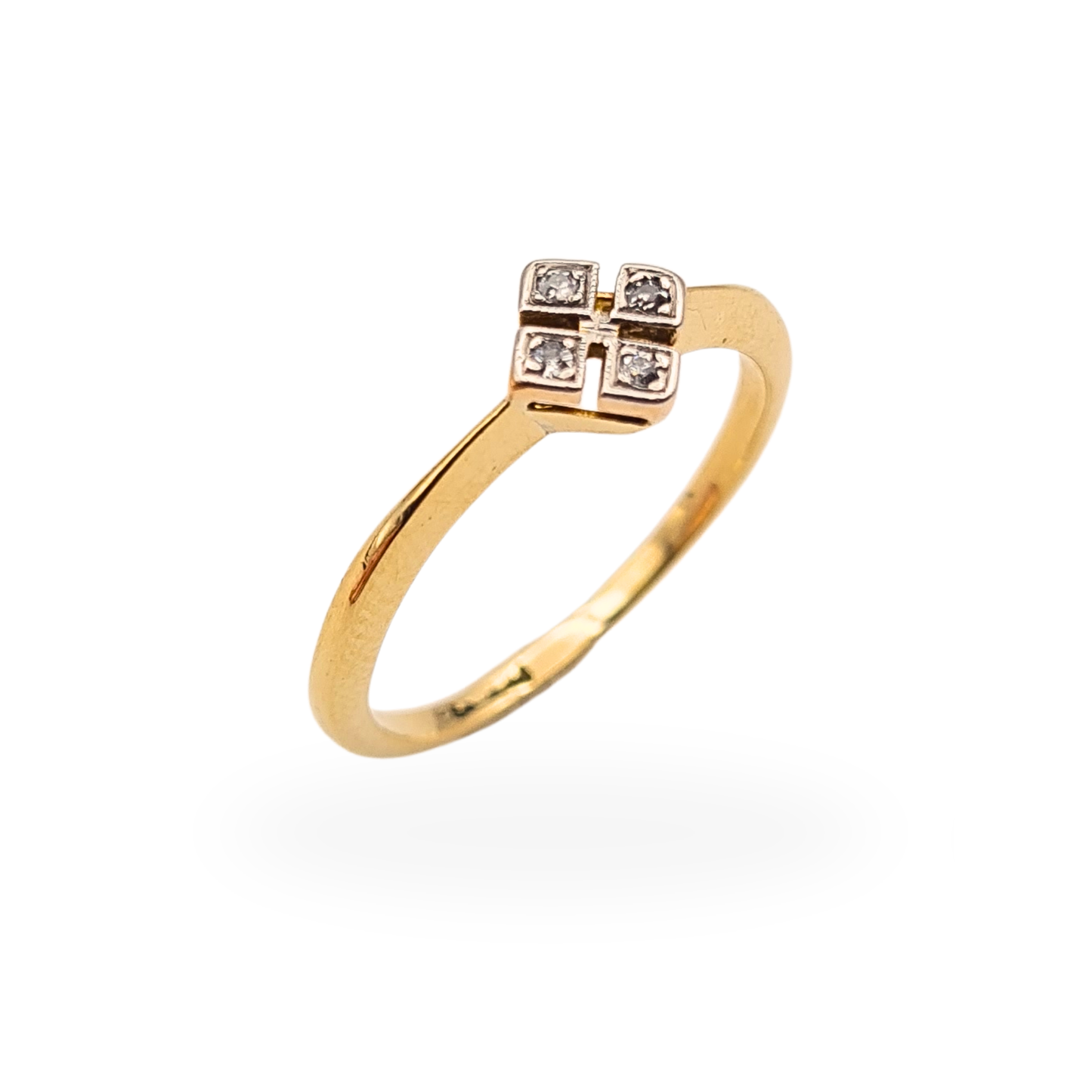 Quality 18ct Gold 4 Stone Diamond Ring Art Deco Style UK N½ US 7