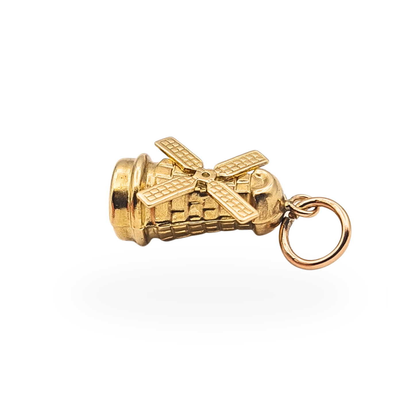 9ct Gold Windmill Charm Pendant Moving Sails Hollow Gold Charm