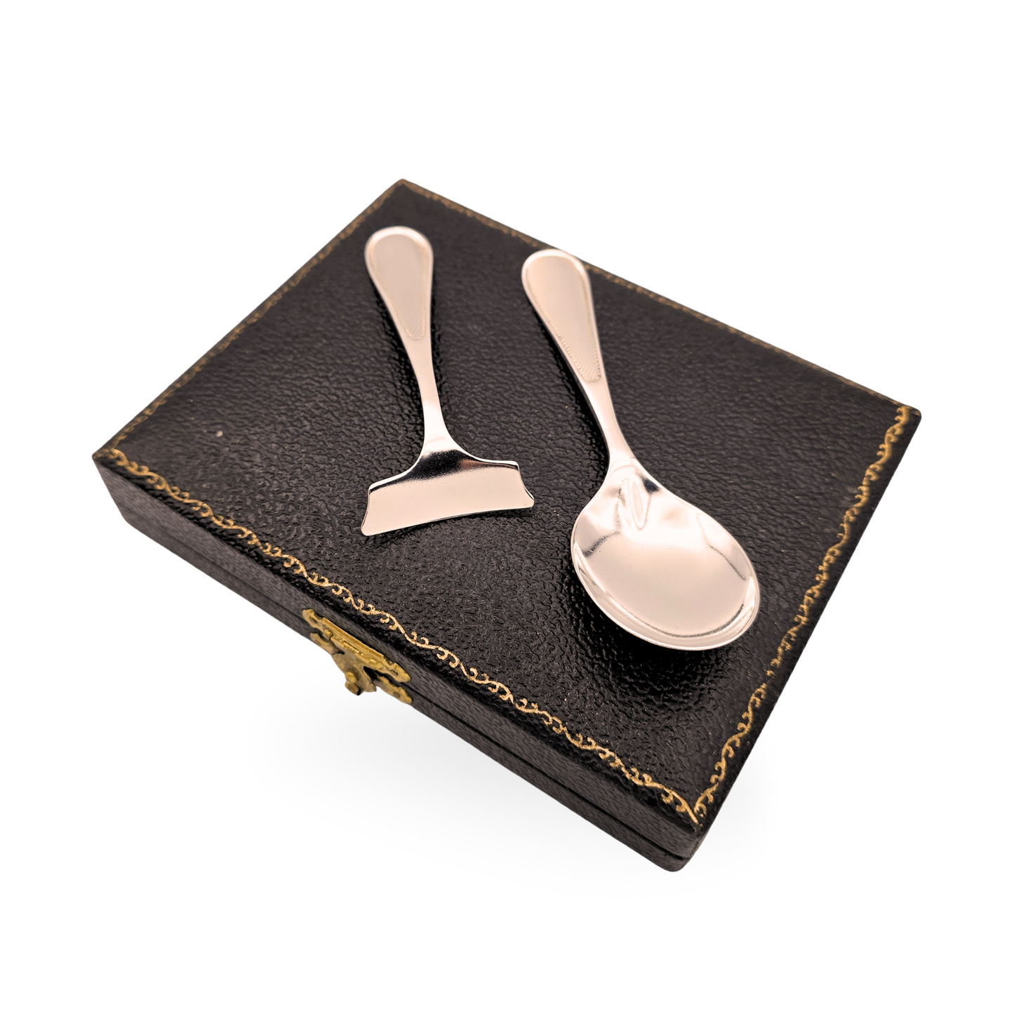 Sterling Silver Childs Spoon & Pusher, HCD, Birmingham, Boxed Christening Set