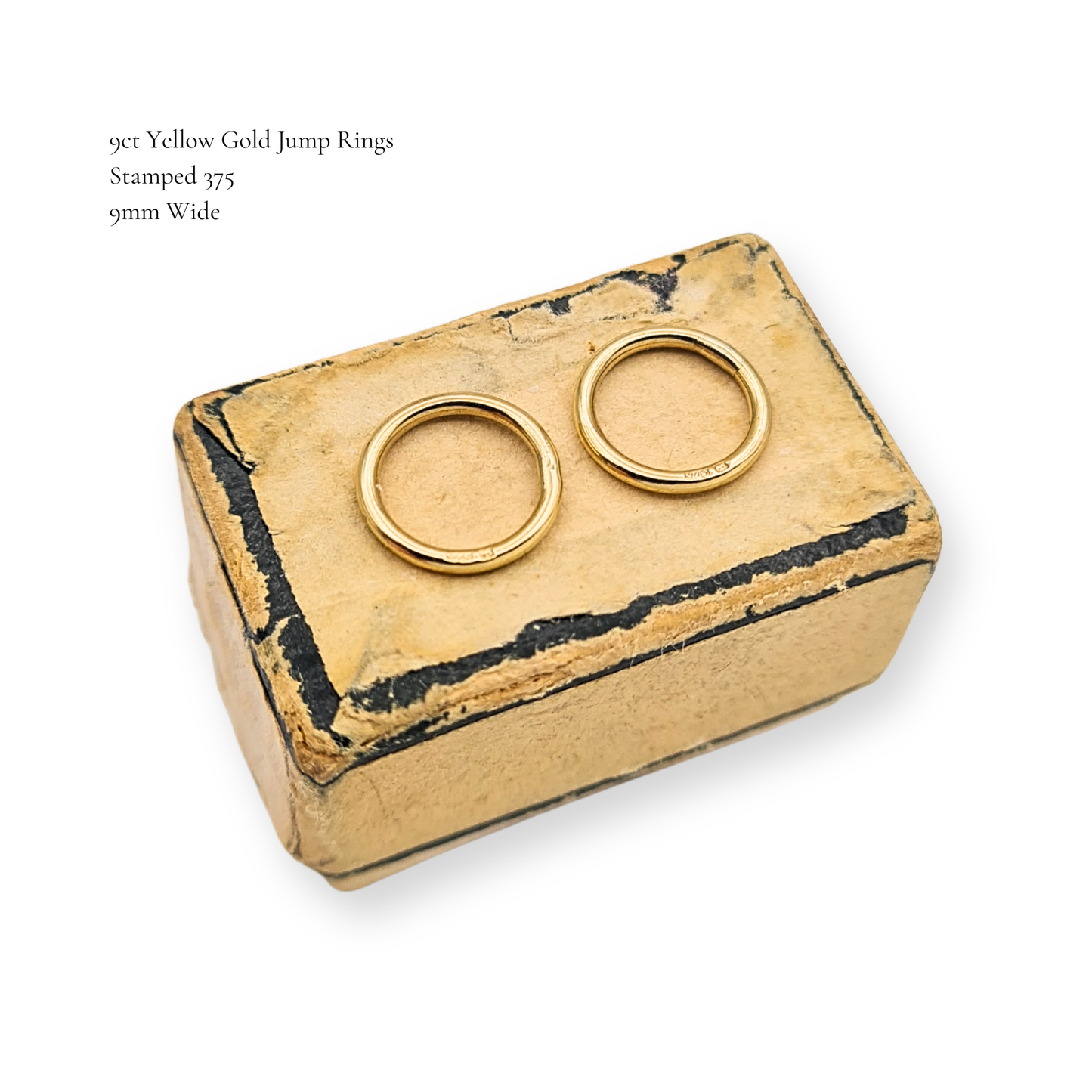Large 9ct Yellow Gold Jump Rings Pair, 9mm Closed Rings