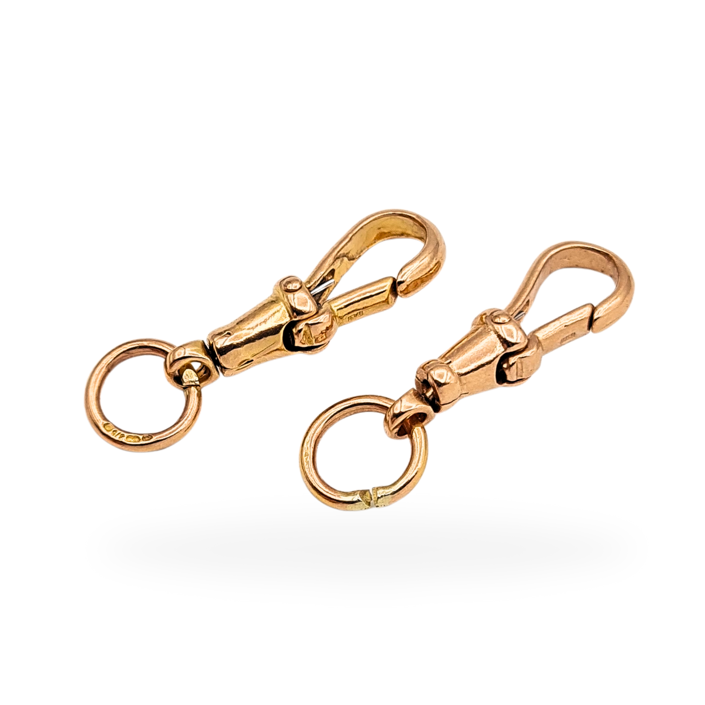 Matching Pair of 9ct Rose Gold Dog Clips British Hallmarked
