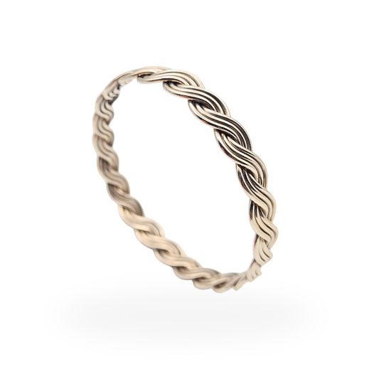 Vintage solid sterling silver 6 strand woven bangle bracelet with British hallmarks