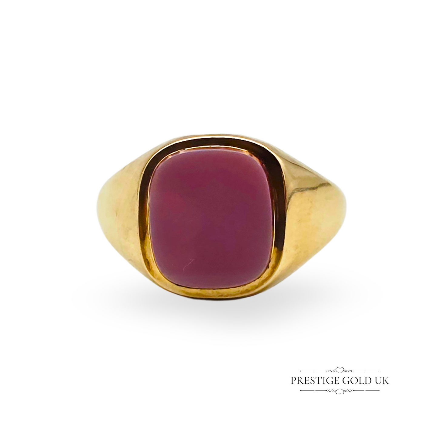 9ct Gold Blank Sardonyx Signet Ring, London 1964 Hallmarked, UK S 1/2,  US 9 1/4