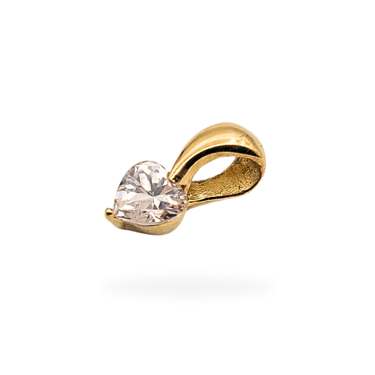 9ct Gold Heart CZ Pendant, Stamped 375, Dainty Love Charm