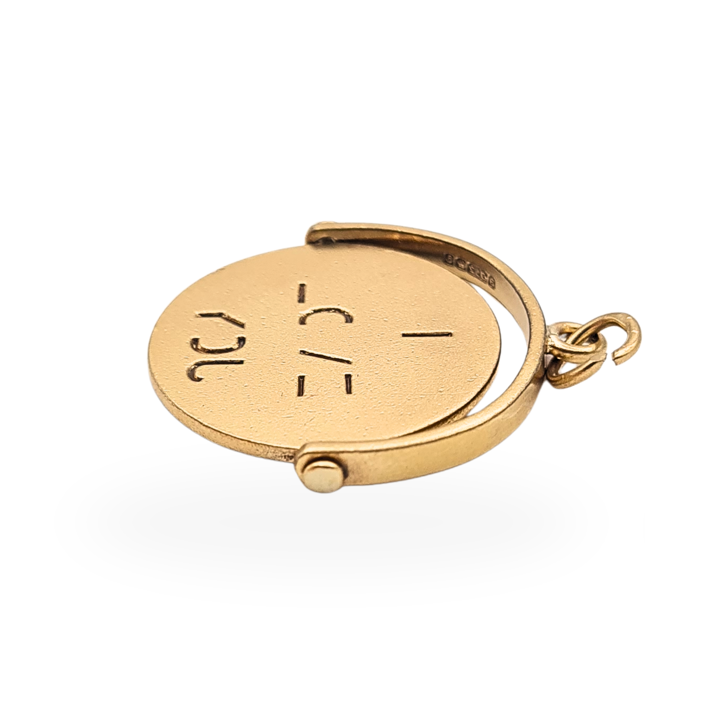 Large 9ct Gold Large Round Spinning Love Pendant.