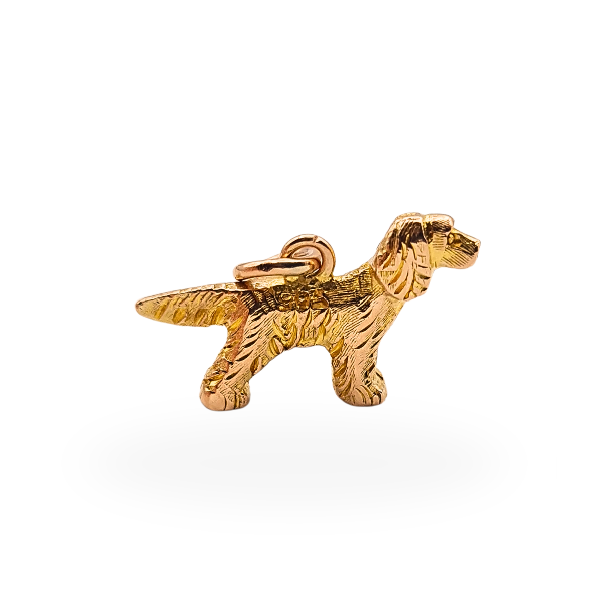 9ct Gold Red Setter Dog Charm Solid Hand Engraved Pendant