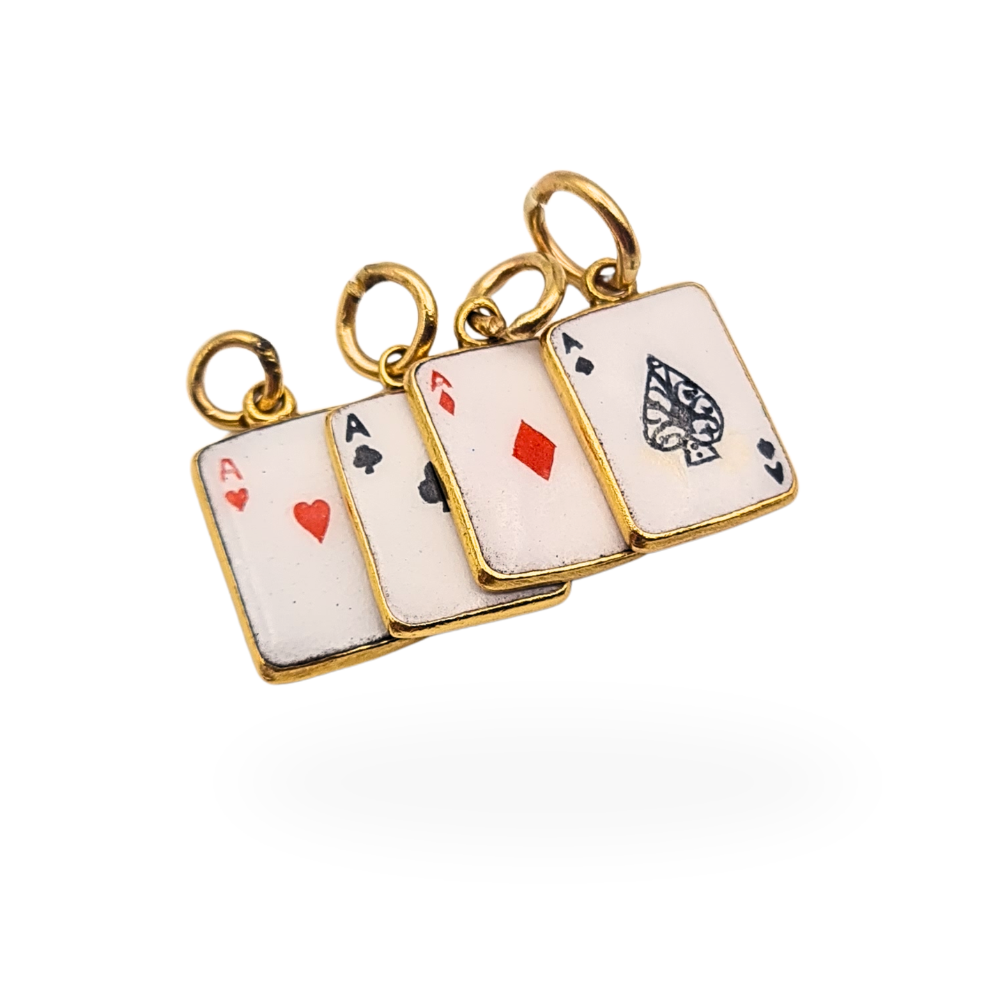 Rare 9ct Gold Individual Playing Card Charms, Set of Aces, 1987