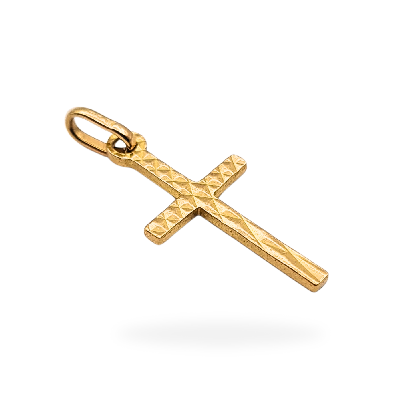 9ct Gold Cross Pendant, Textured Crucifix Solid Gold