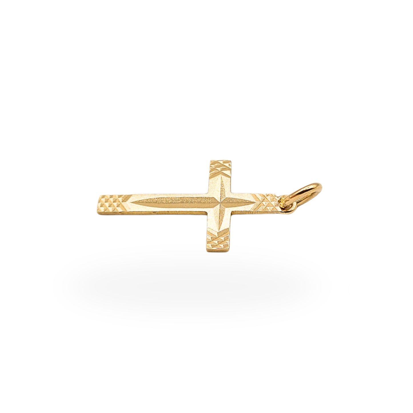 Small 9ct Gold Engraved Cross Pendant Fully British Hallmarked