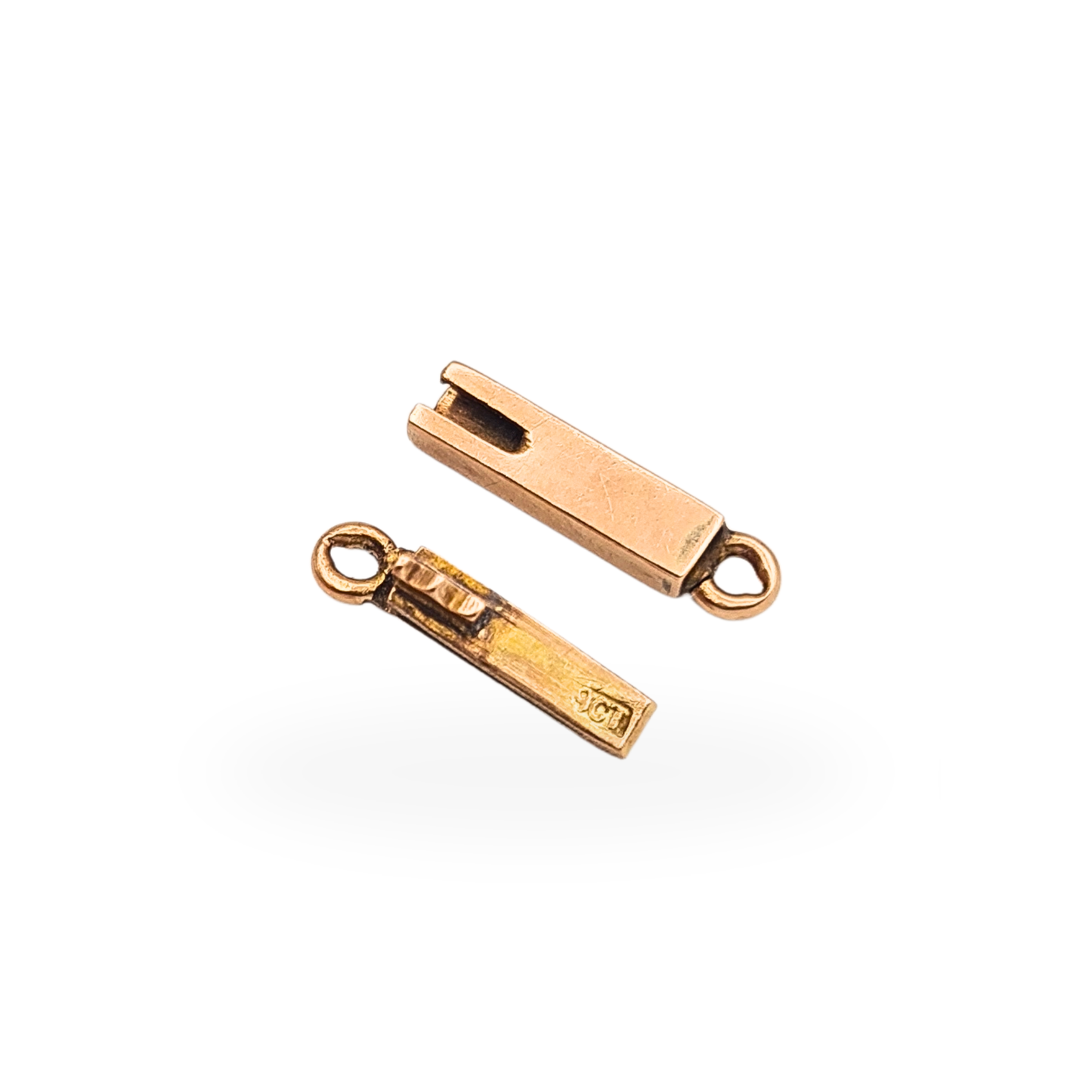 Antique 9ct Rose Gold Push Fit Box Clasp 14mm Necklace Bracelet Finding
