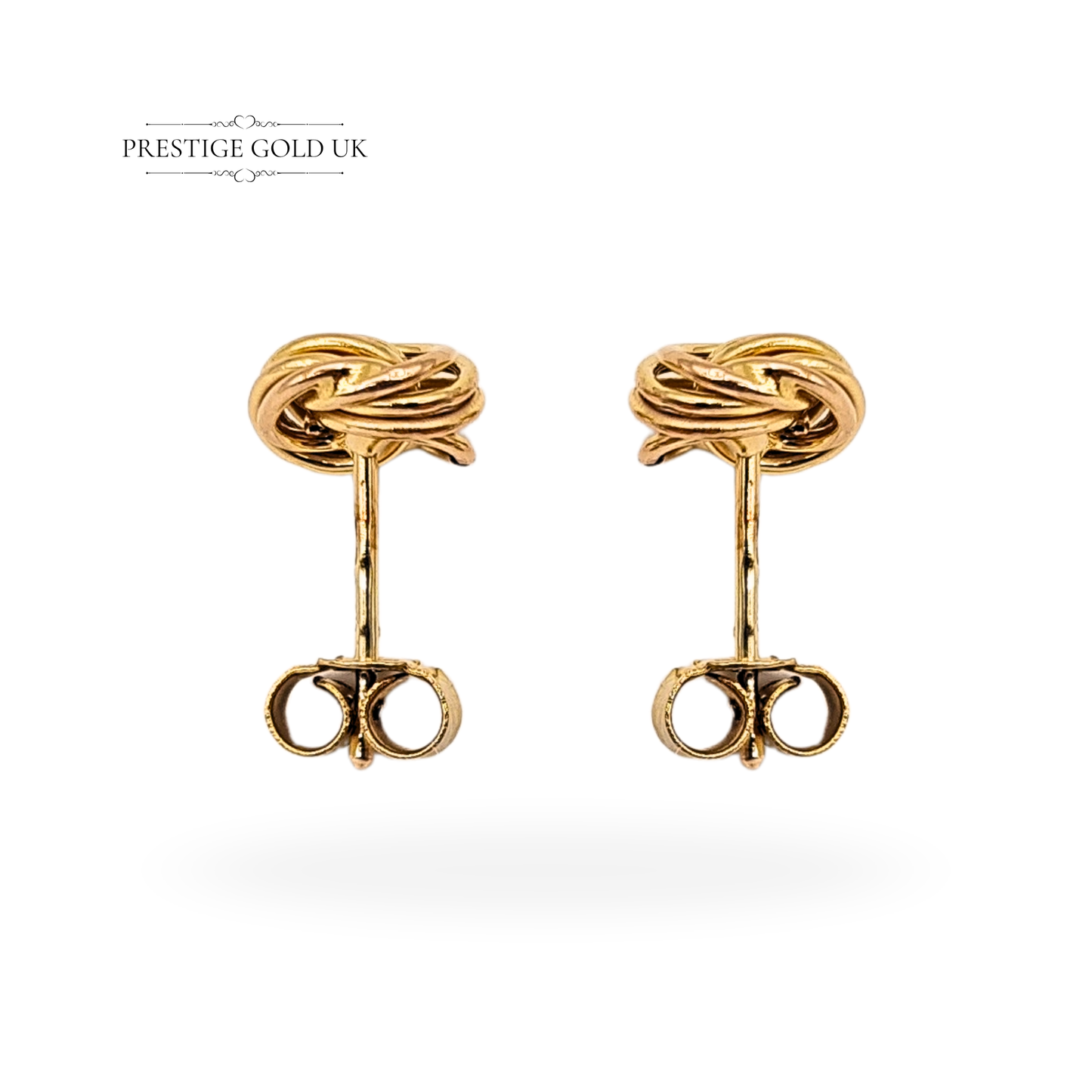9ct Gold Knot Stud Earrings, Vintage Woolmark Knot Earrings With Butterfly Backs