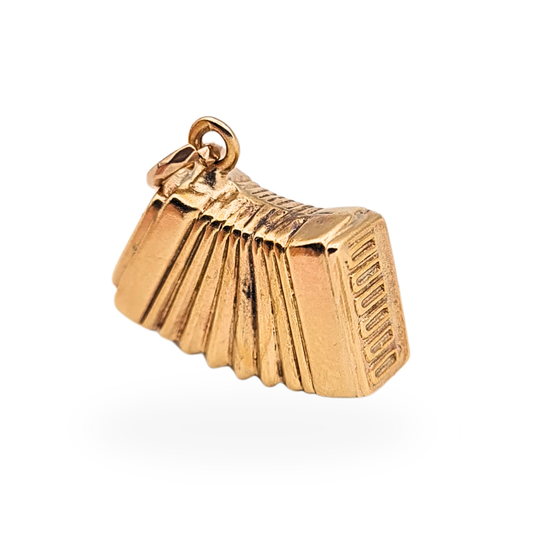 Vintage 9ct gold accordion charm small musical instrument pendant 375 gold