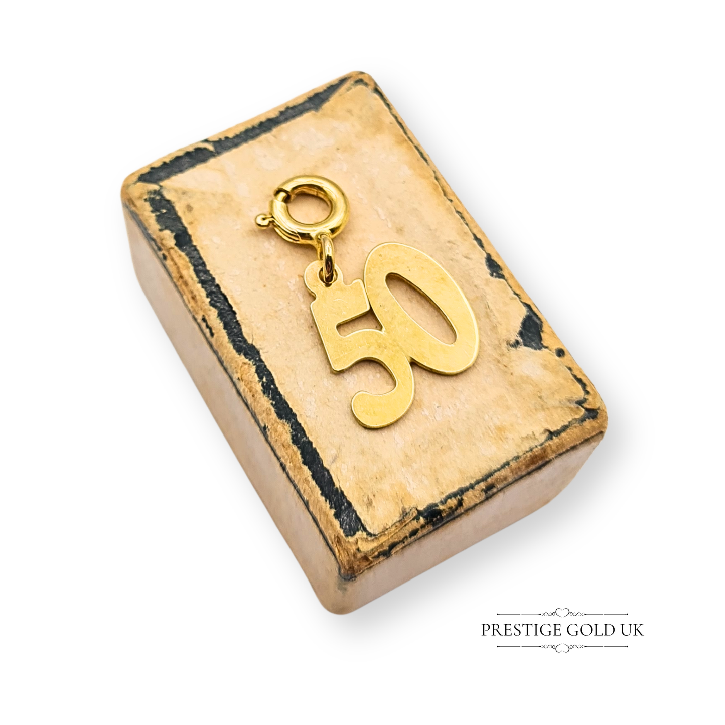 9ct Gold 50th Birthday Charm, Age 50 Milestone Birthday Present